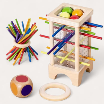 Tour à Billes et Bâtonnets Colorés Montessori