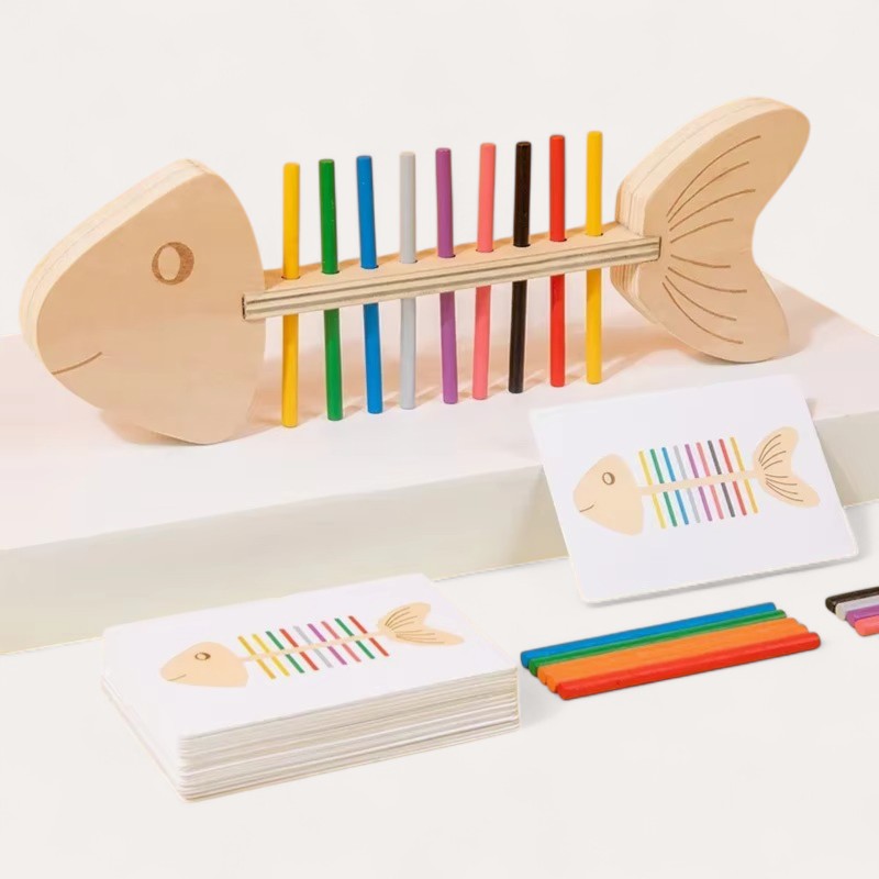 Puzzle assorti en os de poisson Montessori