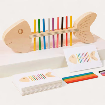 Puzzle assorti en os de poisson Montessori