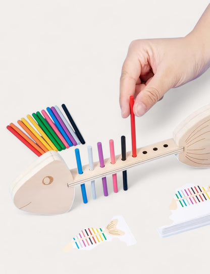 Puzzle assorti en os de poisson Montessori