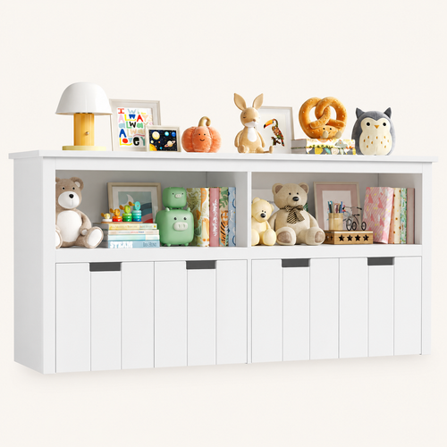 Armoire de rangement pour jouets d'enfants, 4 bacs sur roulettes