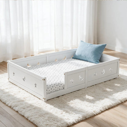 Lit banquette au sol barrière lune et étoile 140x200 Lilla Kids