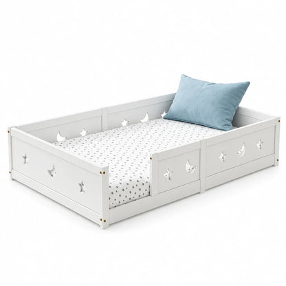 Lit banquette au sol barrière lune et étoile 140x200 Lilla Kids
