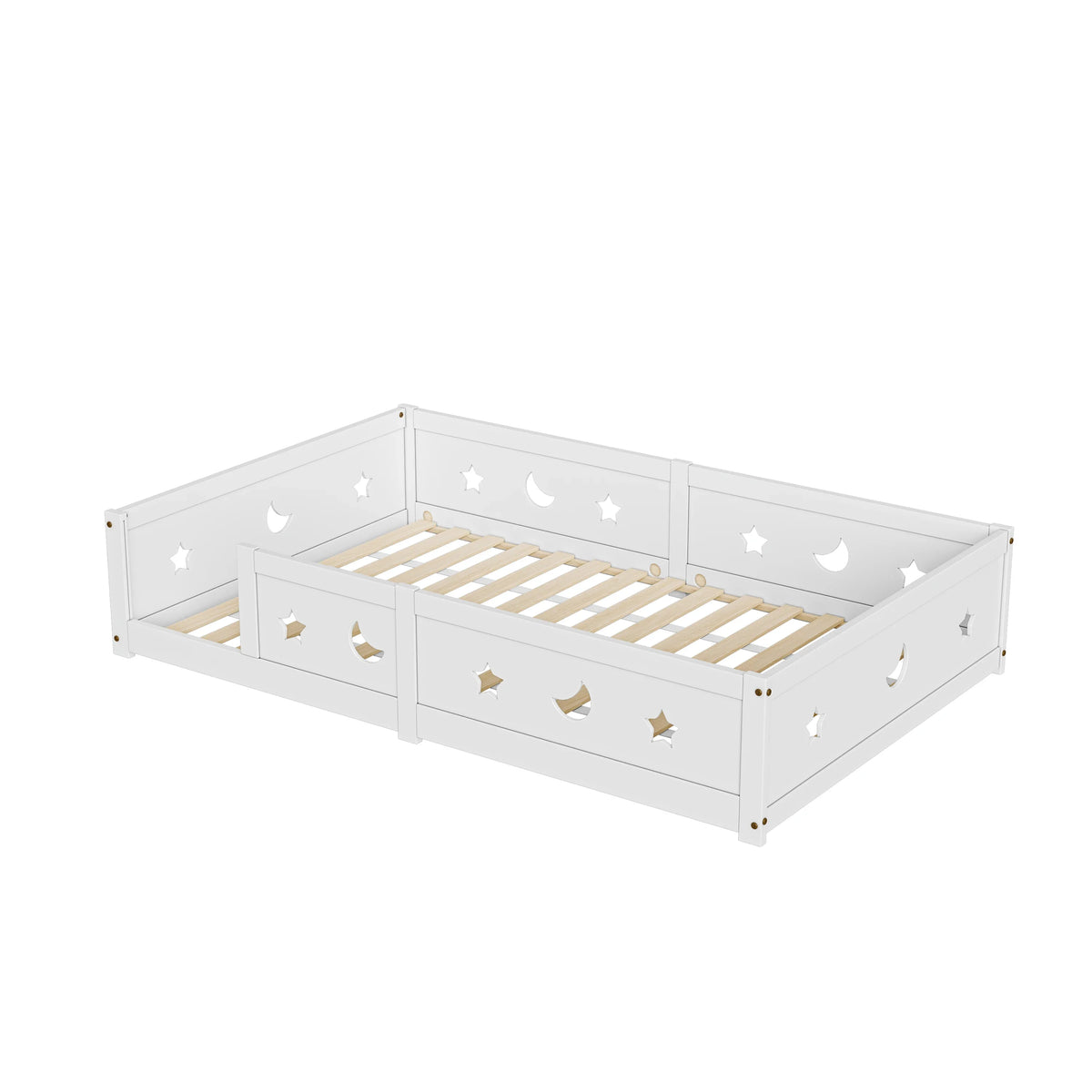 Lit banquette au sol barrière lune et étoile 140x200 Lilla Kids