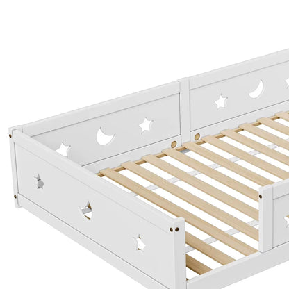 Lit banquette au sol barrière lune et étoile 140x200 Lilla Kids