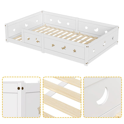 Lit banquette au sol barrière lune et étoile 140x200 Lilla Kids