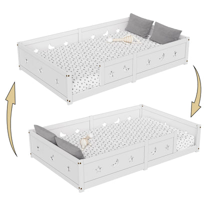 Lit banquette au sol barrière lune et étoile 140x200 Lilla Kids