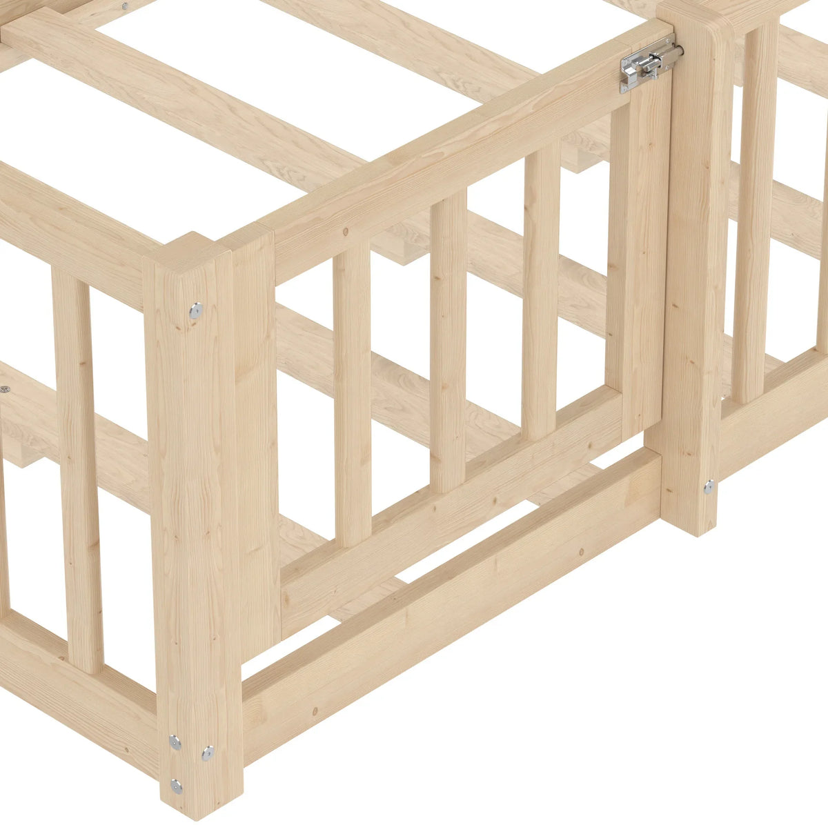 Lit cabane au sol en pin naturel 90x190 Lilla Kids