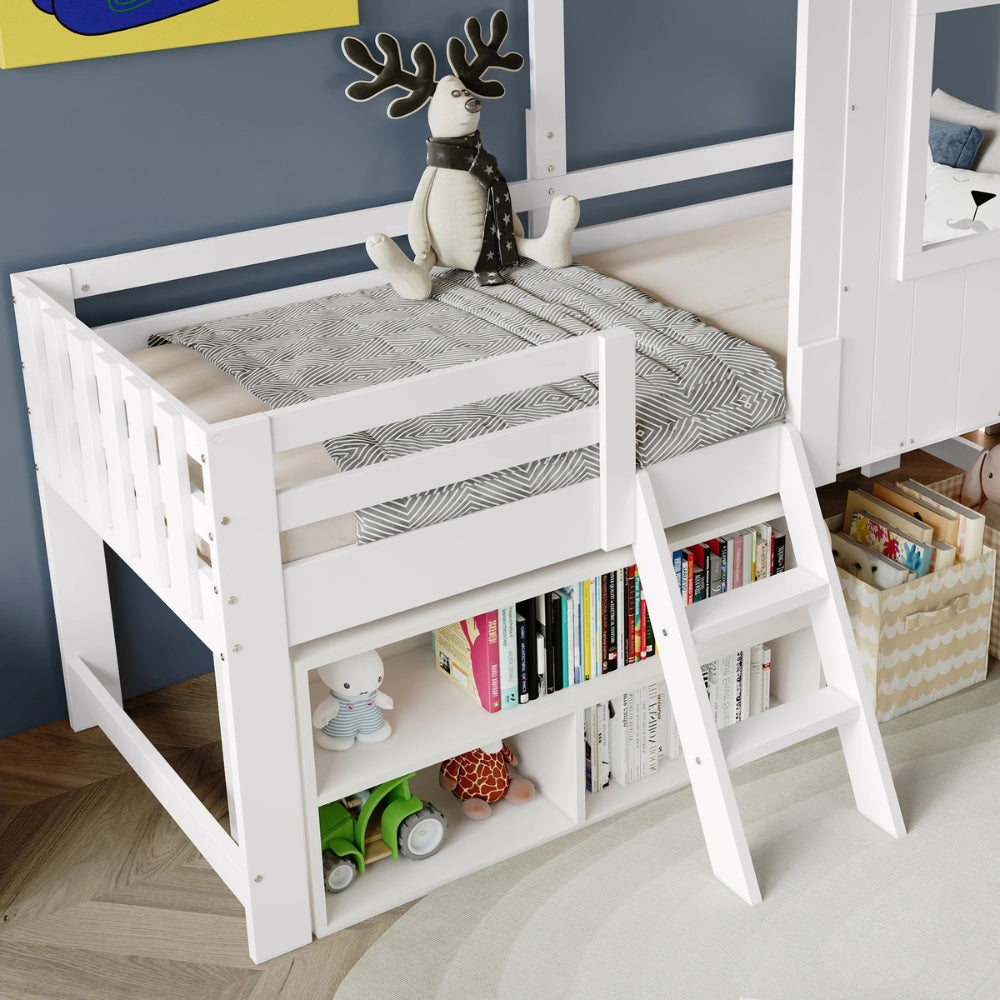 Lit cabane avec bibliothèque et tableau enfant Tilda Kids