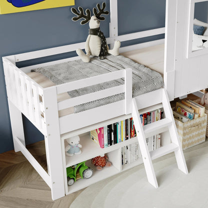 Lit cabane avec bibliothèque et tableau enfant Tilda Kids