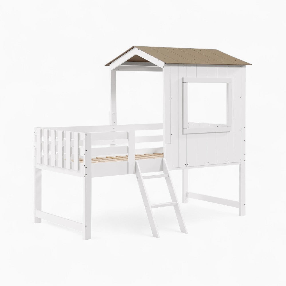 Lit cabane avec bibliothèque et tableau enfant Tilda Kids