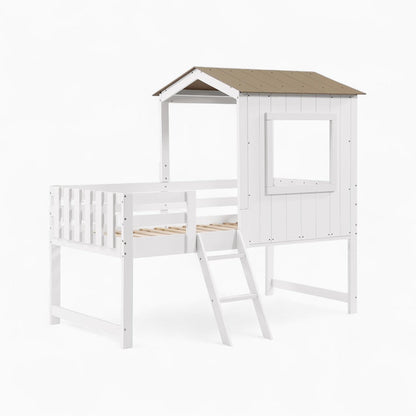 Lit cabane avec bibliothèque et tableau enfant Tilda Kids
