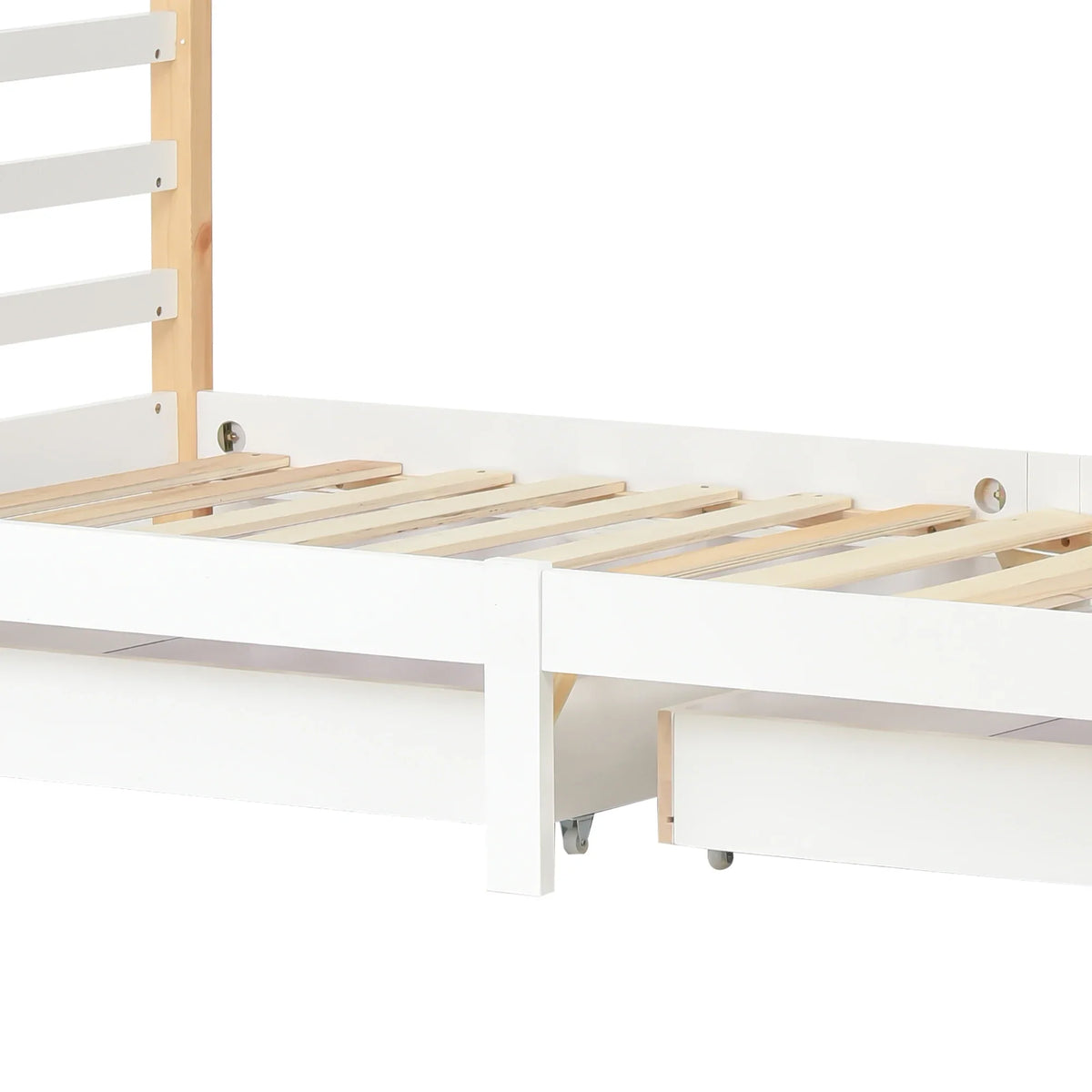 Lit cabane blanc avec tiroirs et étagère 90x200 Lilla Kids