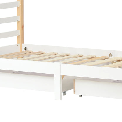 Lit cabane blanc avec tiroirs et étagère 90x200 Lilla Kids