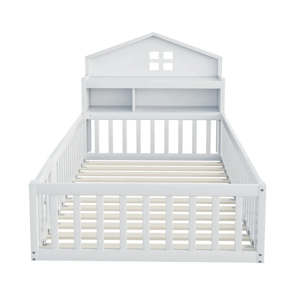 Lit cabane écologique avec toit et étagère 90x200 Lilla Kids