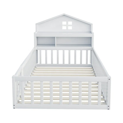 Lit cabane écologique avec toit et étagère 90x200 Lilla Kids