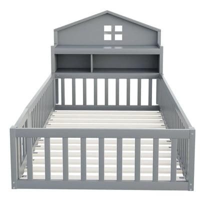Lit cabane écologique avec toit et étagère 90x200 Lilla Kids