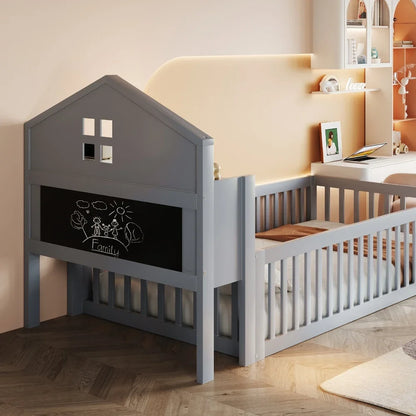 Lit cabane écologique avec toit et étagère 90x200 Lilla Kids