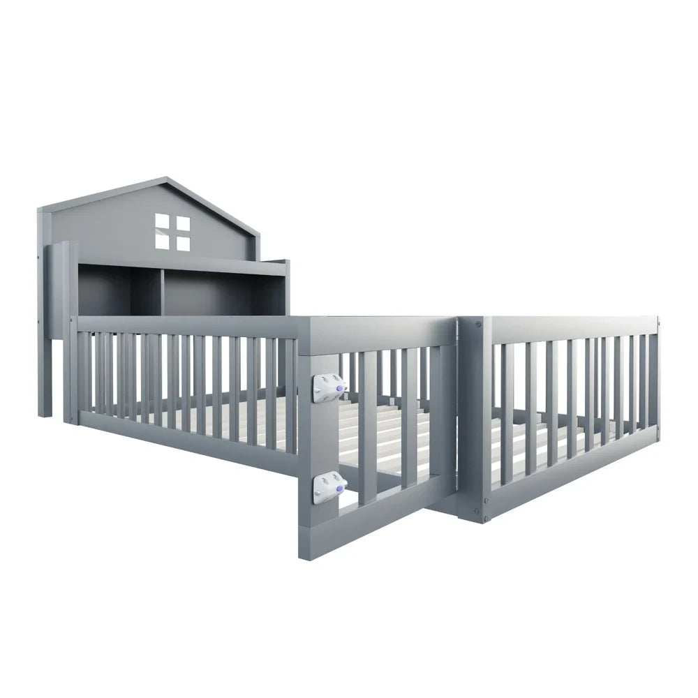 Lit cabane écologique avec toit et étagère 90x200 Lilla Kids