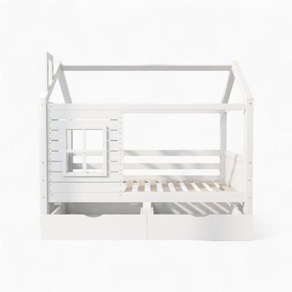 Lit cabane enfant avec fenêtre en bois massif Tilda Kids
