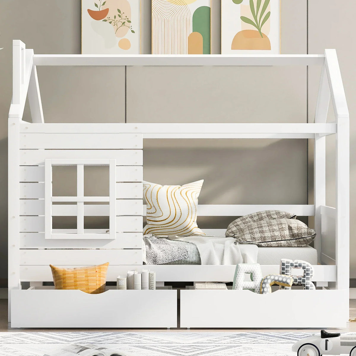 Lit cabane enfant avec fenêtre en bois massif Tilda Kids