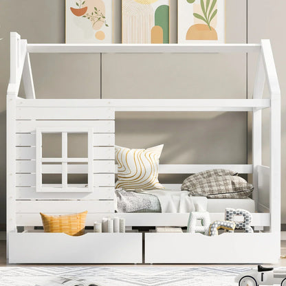 Lit cabane enfant avec fenêtre en bois massif Tilda Kids