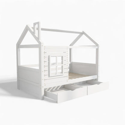 Lit cabane enfant avec fenêtre en bois massif Tilda Kids
