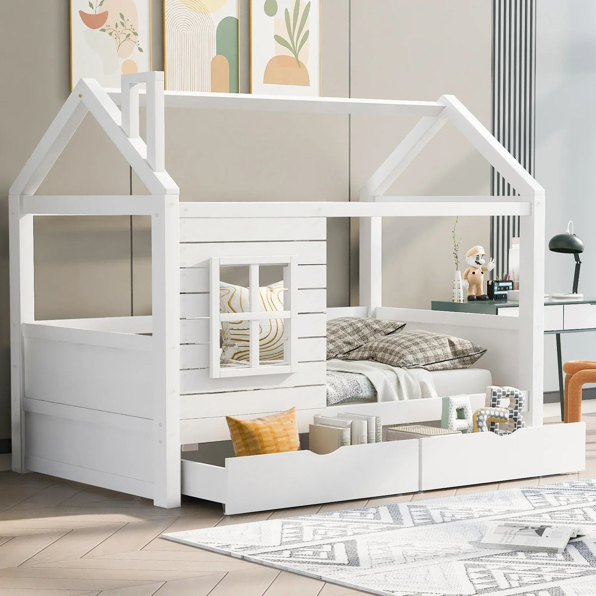 Lit cabane enfant avec fenêtre en bois massif Tilda Kids