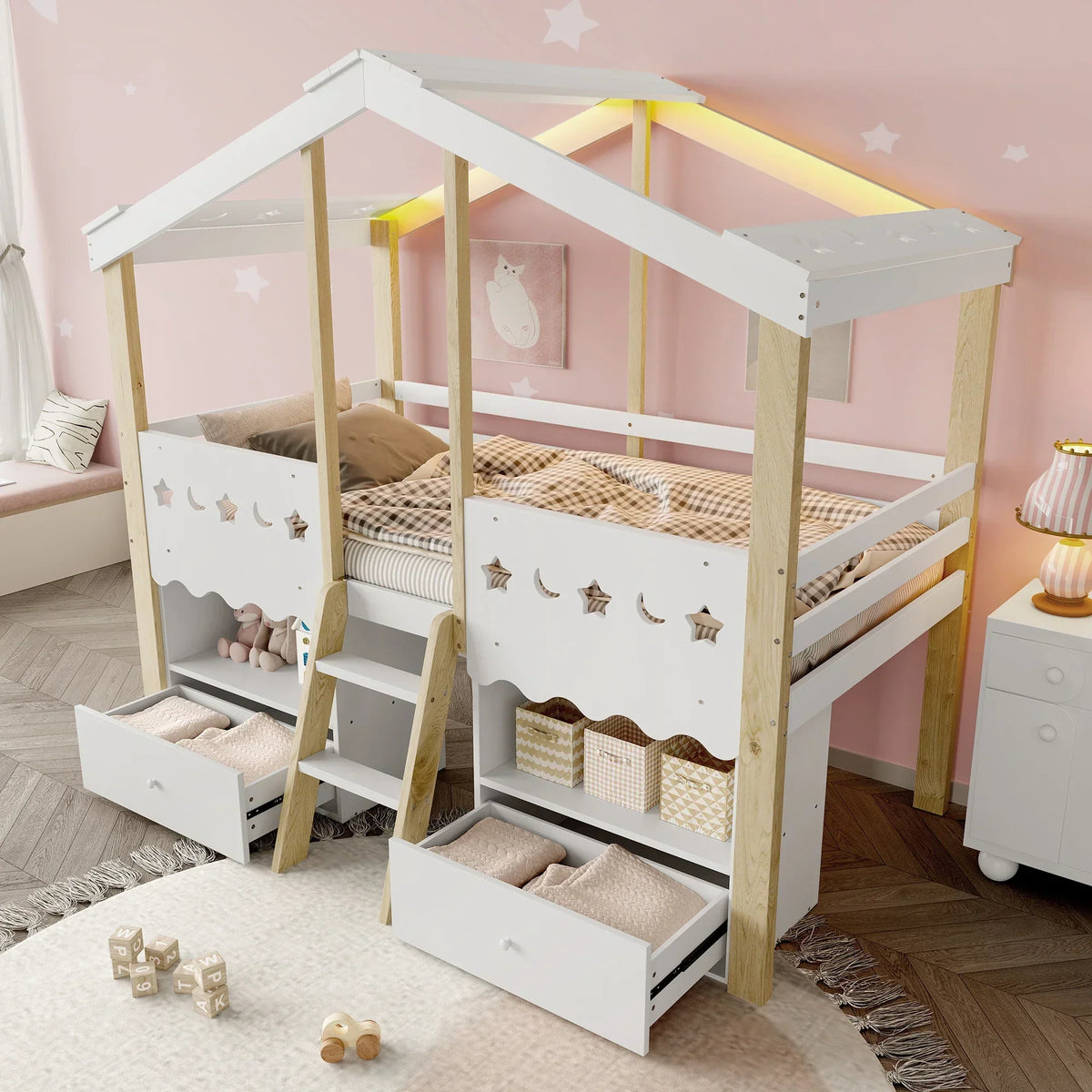 Lit cabane enfant avec rangements intégrés Tilda Kids