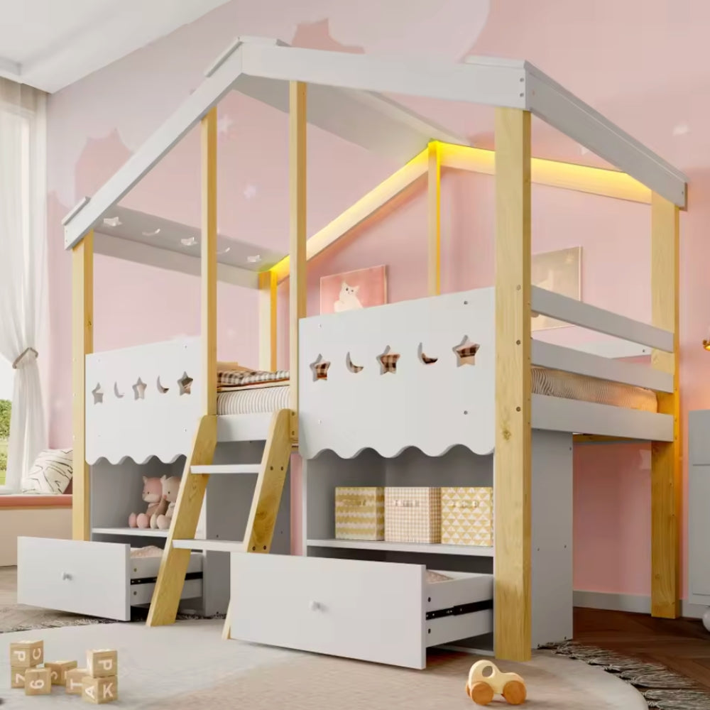 Lit cabane enfant avec rangements intégrés Tilda Kids