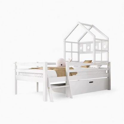 Lit cabane enfant avec tiroir et échelle en pin massif Tilda Kids