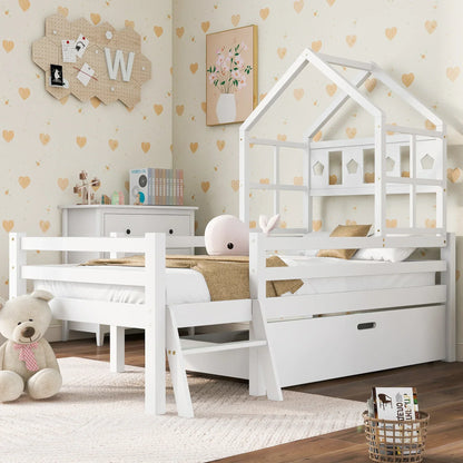 Lit cabane enfant avec tiroir et échelle en pin massif Tilda Kids
