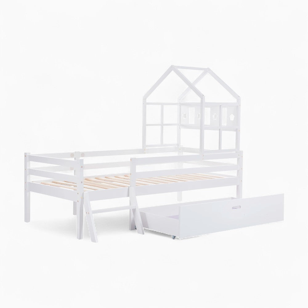Lit cabane enfant avec tiroir et échelle en pin massif Tilda Kids