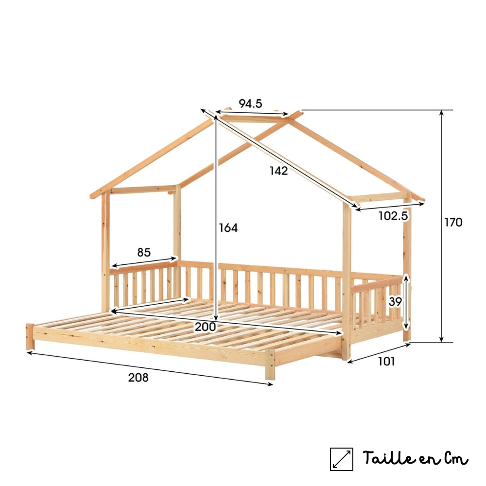 Lit cabane enfant en bois dépliable Tilda Kids