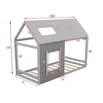 Lit cabane enfant en bois gris Tilda Kids