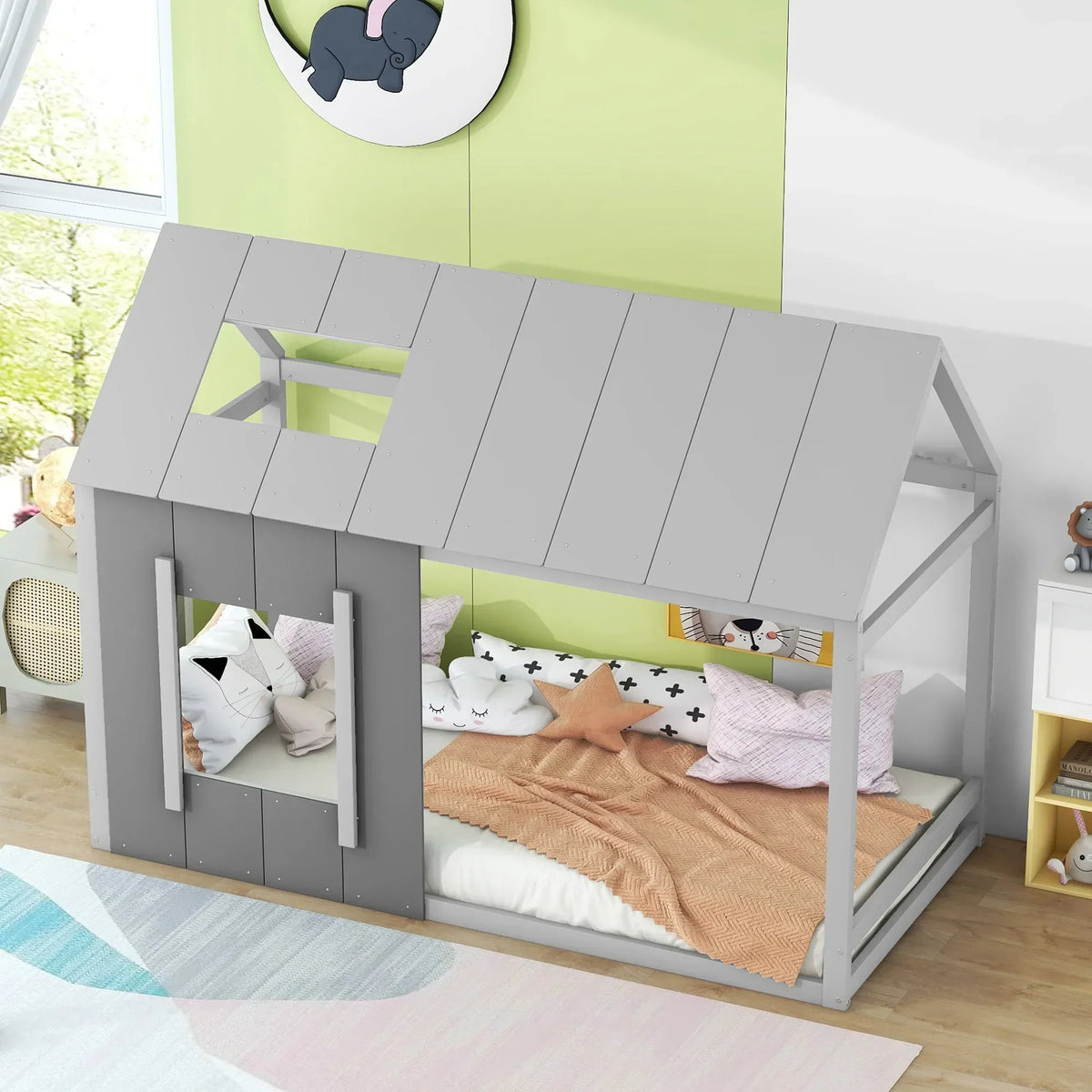 Lit cabane enfant en bois gris Tilda Kids