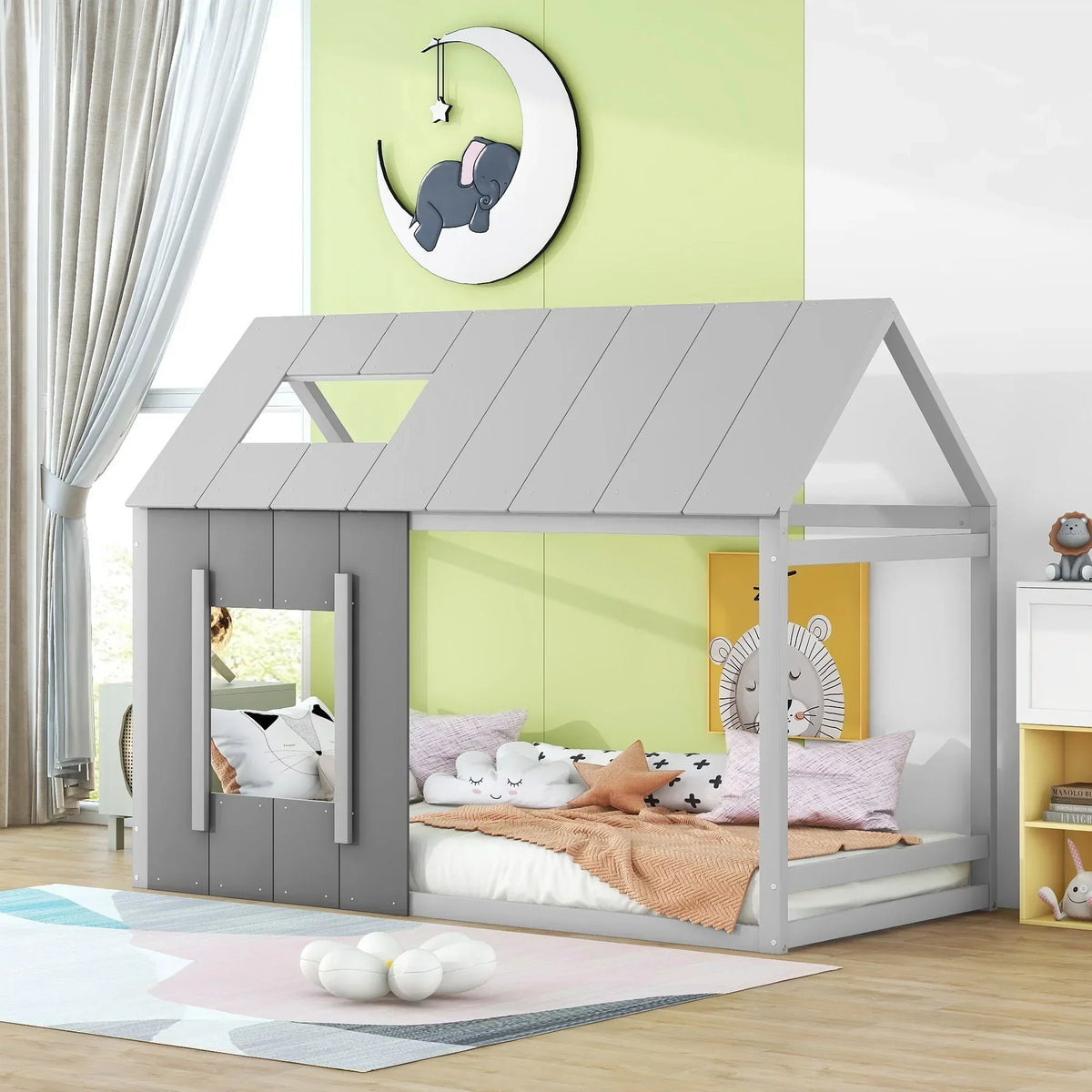 Lit cabane enfant en bois gris Tilda Kids