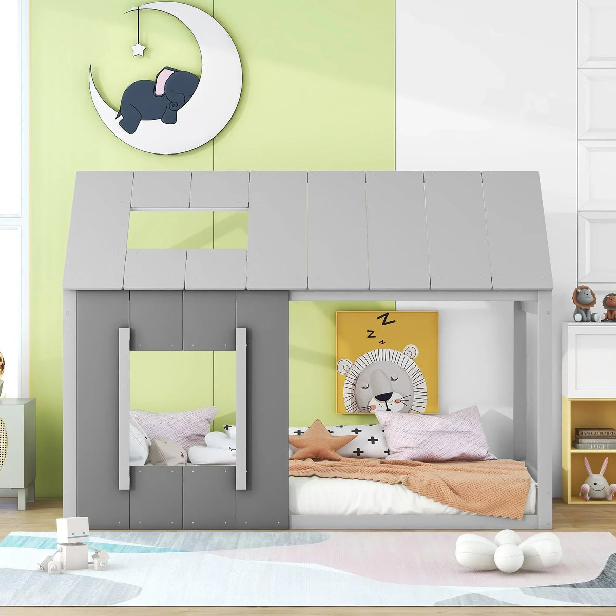 Lit cabane enfant en bois gris Tilda Kids