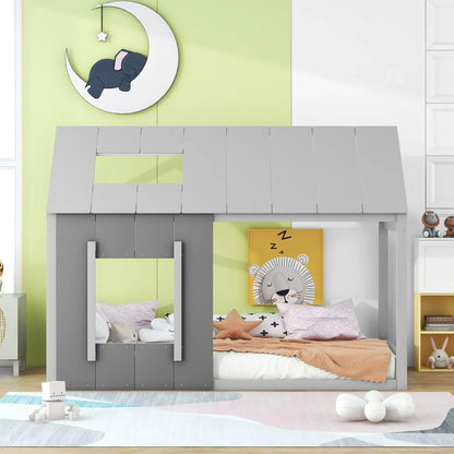 Lit cabane enfant en bois gris Tilda Kids