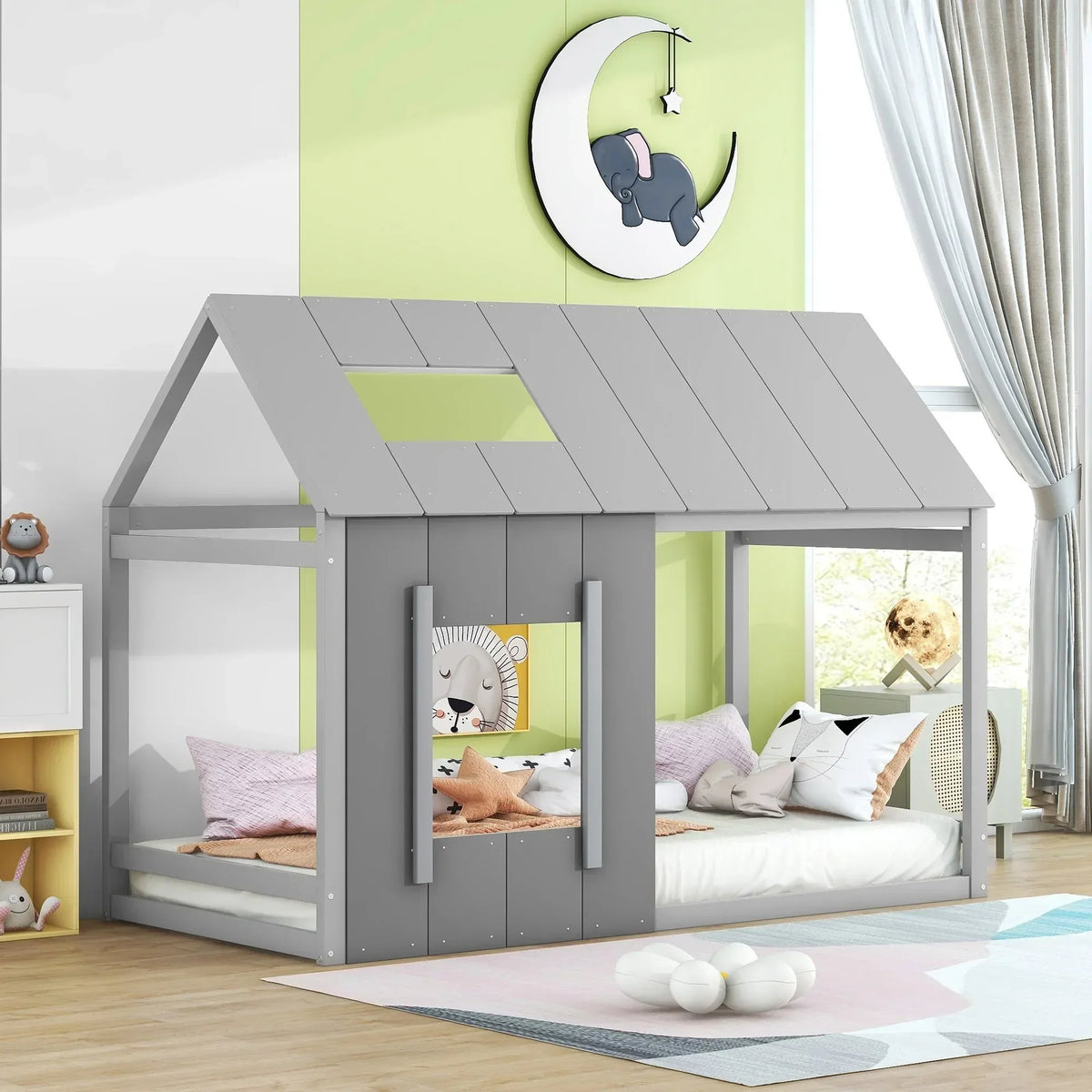 Lit cabane enfant en bois gris Tilda Kids