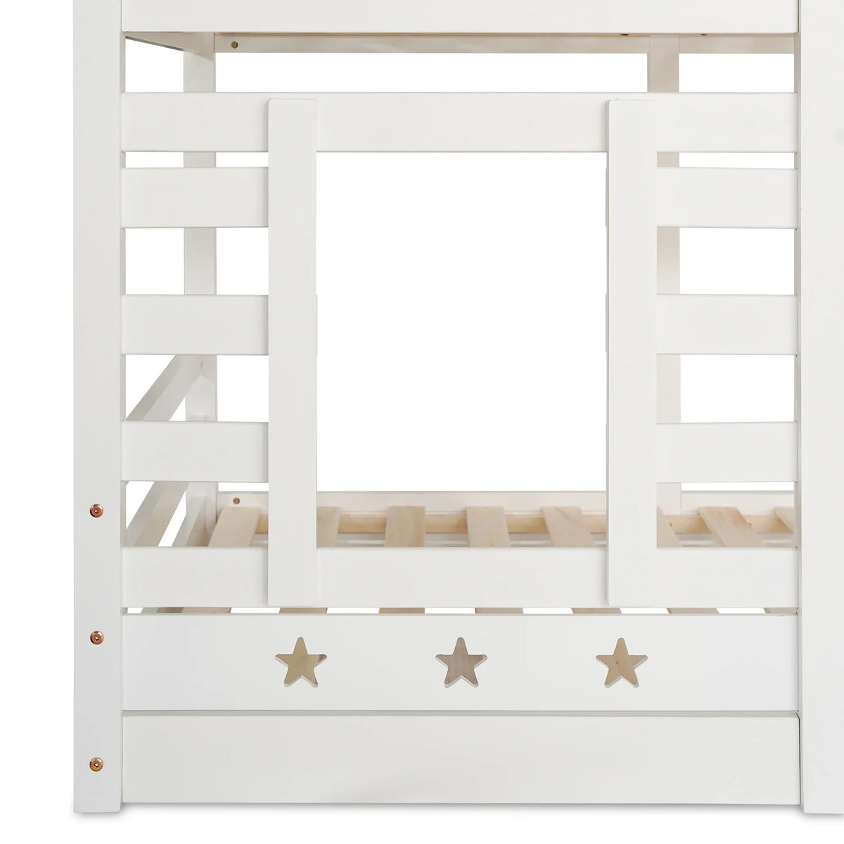 Lit cabane escalier tiroirs toit étoilé 90x200 Lilla Kids