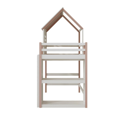Lit cabane forme toit haut et bas avec échelle Lilla Kids