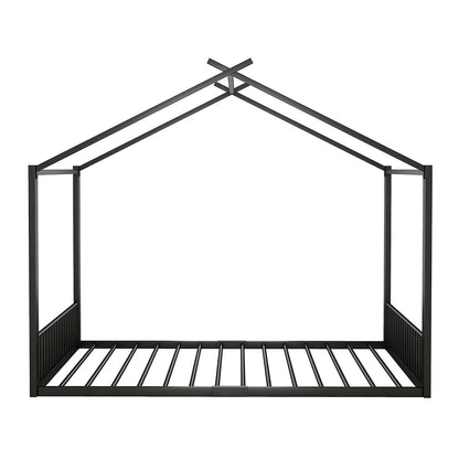Lit cabane métal noir forme maison 140x200 Lilla Kids