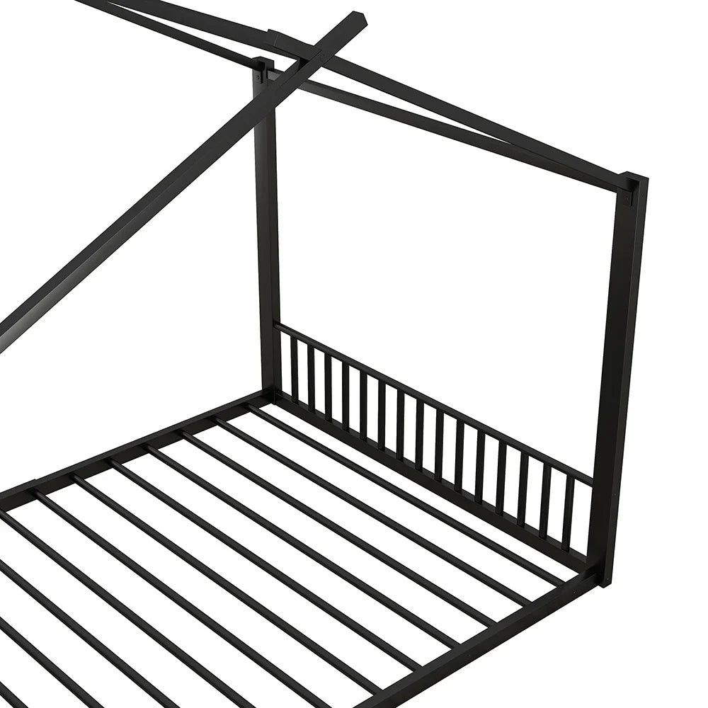 Lit cabane métal noir forme maison 140x200 Lilla Kids