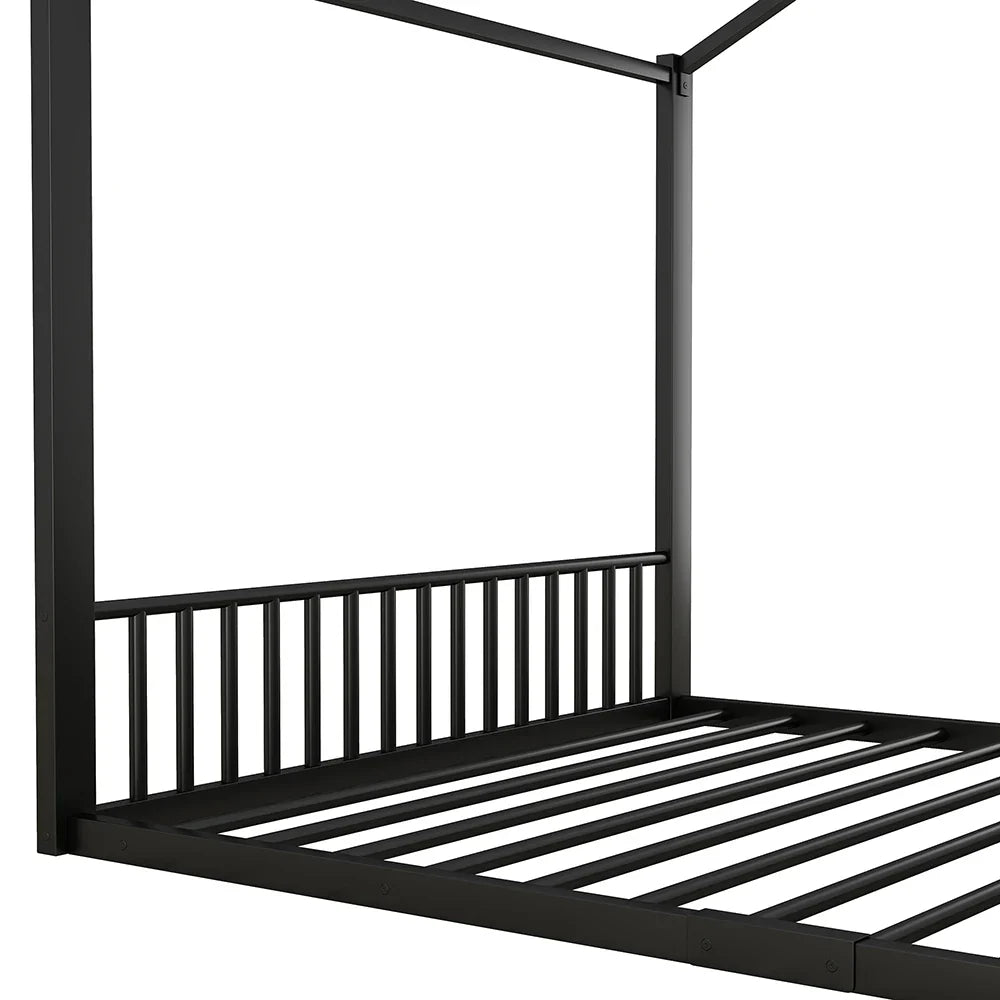 Lit cabane métal noir forme maison 140x200 Lilla Kids