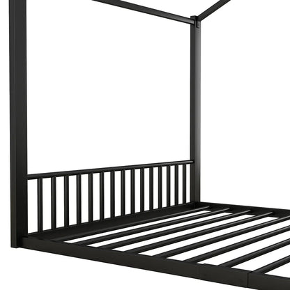 Lit cabane métal noir forme maison 140x200 Lilla Kids