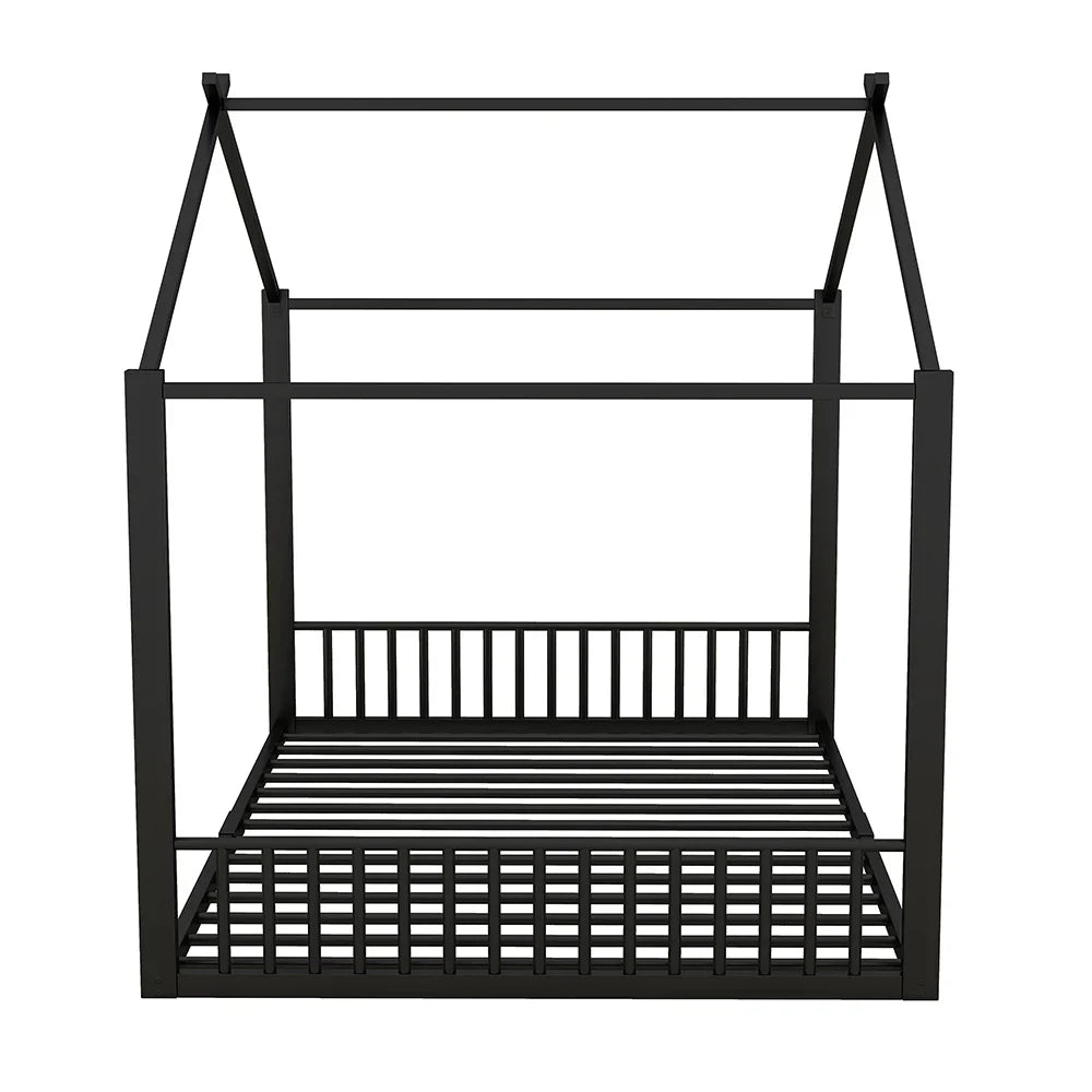 Lit cabane métal noir forme maison 140x200 Lilla Kids