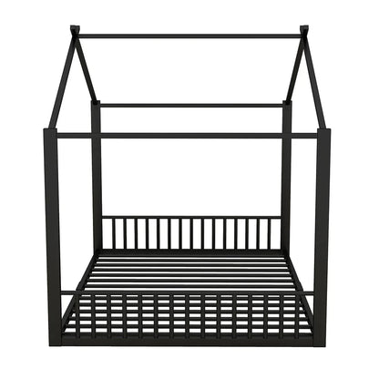Lit cabane métal noir forme maison 140x200 Lilla Kids