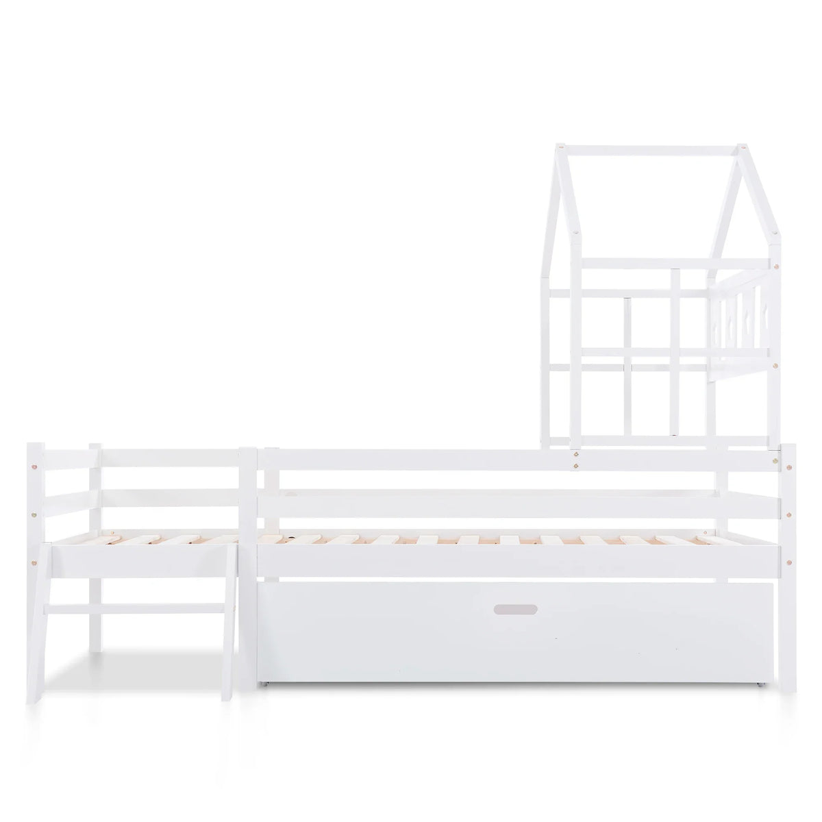 Lit cabane mezzanine échelle tiroirs 90x200 Lilla Kids