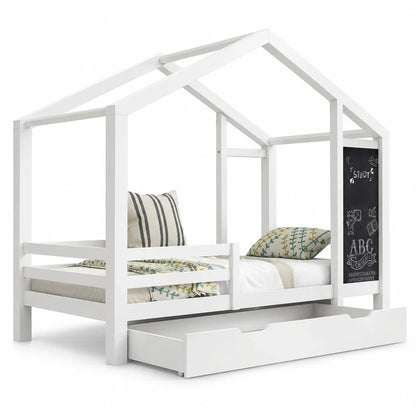 Lit cabane mezzanine toit avec 2 tiroirs 90x200 Lilla Kids